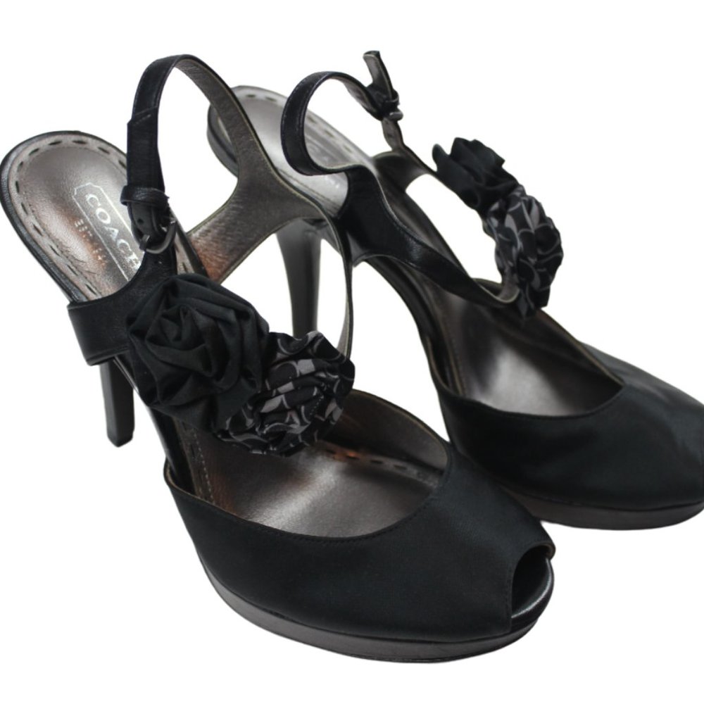 Coach Black Peep Toe Heels